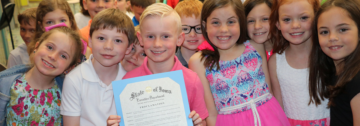 Elementary Students with Award