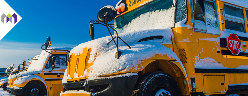 School bus with snow