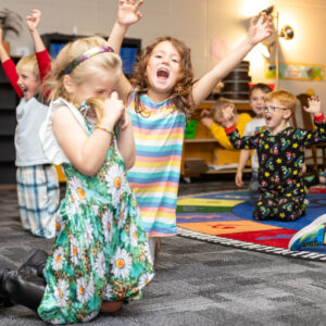 kindergarten students in a music class.