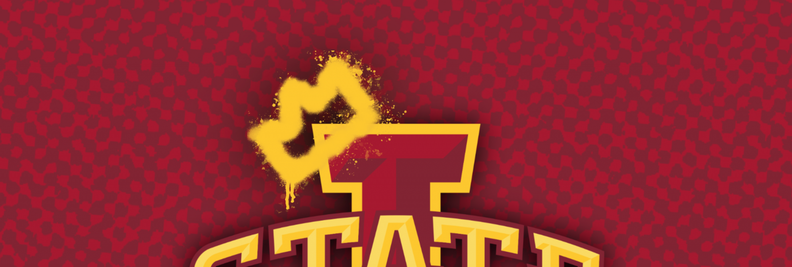 Iowa state logo with crown on it over a red background