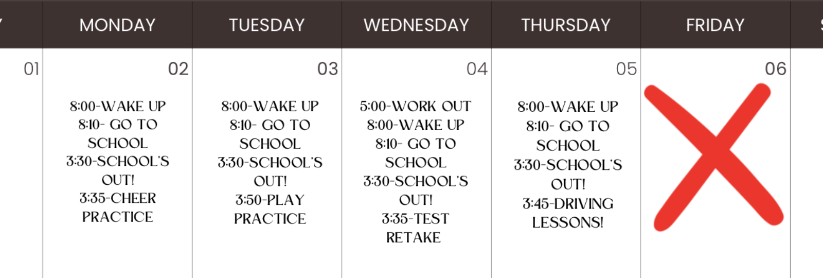 4 Day school week graphic